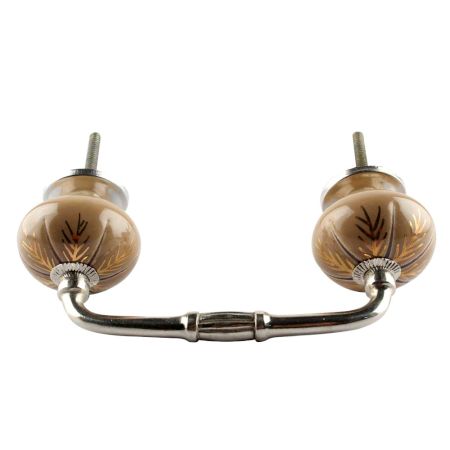 Golden Leaf Ceramic Floral Bridge Handle